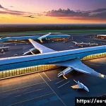 시뮬레이션게임에 적합한 그래픽카드 - A breathtaking aerial view of a sprawling, photorealistic international airport at sunset, bustling ...