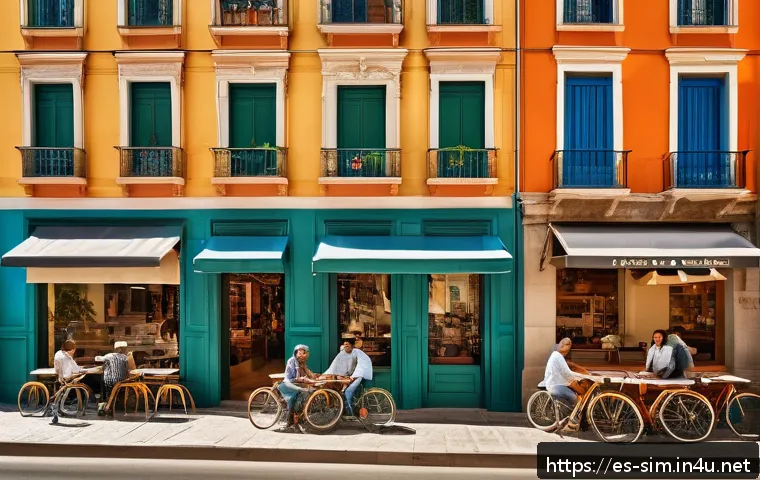 가장 현실적인 시뮬레이션게임 - A detailed urban scene in a modern Spanish city with realistic architecture reflecting local styles,...